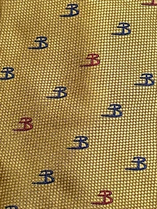 Bally Mens Silk Necktie Italy Gold Blue Red B Pattern W 4” L 59” - Picture 1 of 12
