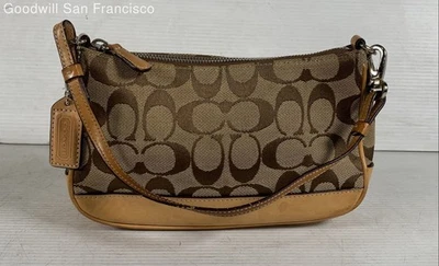 Vintage Y2K Coach Signature Demi Mini Pouch Hand Bag Canvas Leather 6094 - Image 1 of 4