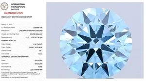 6.54 Round Lab Grown Diamond Engagement Ring IGI Certify Fancy Vivid Blue VS1 - Picture 1 of 9