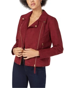 maison Jules Womens Faux-Suede Motorcycle Jacket, Red, X-Small - Picture 1 of 1