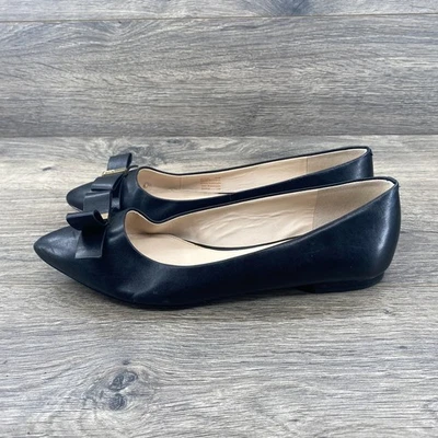 Cole Haan Women's Tali Bow Front Leather Flat Ballet Shoes Size 8.5 US Black - Image 1 of 4