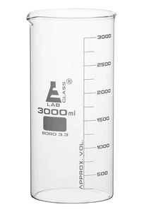 EISCO 3000ml Hochbecher mit Ausgießer - Borosilikatglas, 250ml Abstufungen - Bild 1 von 9