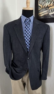Savile Row Sport Coat Mens 41/ 42R Navy Blue Blazer Suit Jacket Casual 2 Button - Picture 1 of 17
