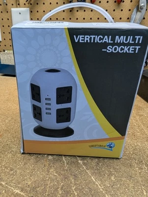 Vertical Multi-Socket 8 Plugs & 4 USB- Brand New - Image 1 of 4