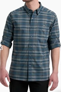 Kuhl Herren L Harbor blau kariert Response Lite L/S Button Down Hemd UPF 30 - Bild 1 von 9