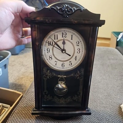 Pendulum Grandfather Wall Clock Retro Quartz Works With One AA Battery 14x6.25" - Image 1 of 4