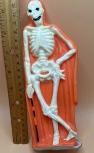 RARO VINTAGE GURLEY 9" VELA ESQUELETO CAPA NARANJA HALLOWEEN Leer Desc - Imagen 1 de 7