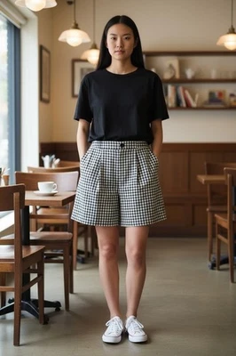 Pantalones Cortos Vintage Giorgio Sant Angelo Coleccionables Lana Dorada Cintura Alta 12 Negros Foto 1 de 4