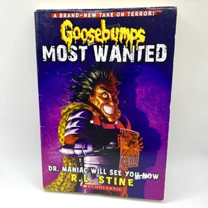 Goosebumps Most Wanted #5 Dr Maniac Will See You Now PB Novel 1st Print - Imagen 1 de 6