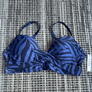 NWT SOMA SWIM Twist Bikini Top Only Underwire UNBELEAFABLE TRUE BLUE Medium - Picture 1 of 11