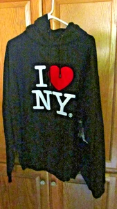 *Y2K / Felpa con cappuccio nera classica vintage anni 2000 "I Heart New York" XL NUOVA - Foto 1 di 2