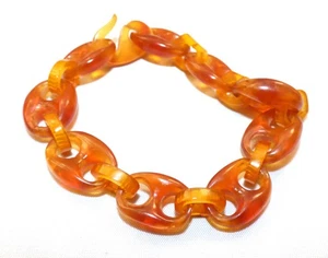 SELTENES VIKTORIANISCHES GESCHNITZTES ECHTES BERNSTEIN KETTENGLIED ARMBAND HAKENVERSCHLUSS HONIGBERNSTEIN - Bild 1 von 9