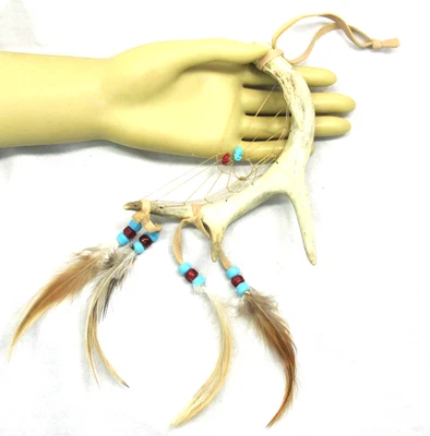 Atrapasueños con cuerno hecho en nativos americanos, atrapasueños, turquesa, certificado de autenticidad #ADC-13 Foto 1 de 4