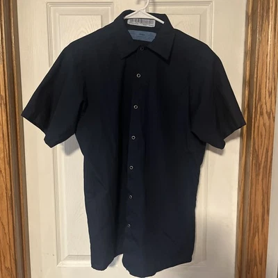 Camisa Cintas Para Hombre 15.5 Azul Abotonada Exterior Trabajo Ropa Cómoda Para Hombre Foto 1 de 4