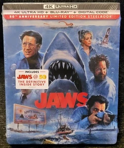 Jaws-50th Anniversary Limited Edition Steelbook 4K Ultra HD + Blu-ray + Digital - Picture 1 of 7