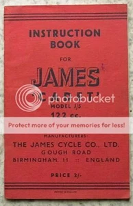 JAMES CADET J/5 122cc MOTORCYCLE Instruction Handbook Feb 1953 #J/5A 2.53 5M - Picture 1 of 2