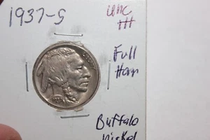 1937-S   FULL HORN    UNC+++   BUFFALO NICKEL - Picture 1 of 2