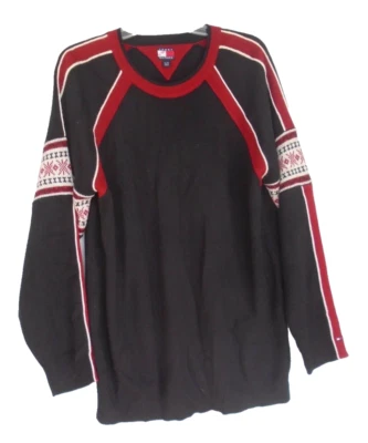 Tommy Hilfiger Christmas Sweater Snowflakes Men’s Size XL Black/Red - Image 1 of 4