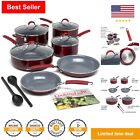 Nonstick Ceramic Pots And Pans Set - 12-Piece Cookware Set With Silicone Handles