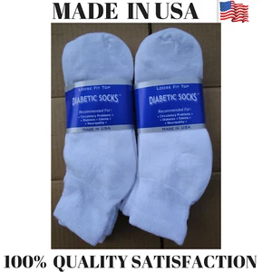 Creswell Top Quality 6 Pairs Made In USA Diabetic Socks White Ankle 13-15 Size - Picture 1 of 2