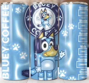 Bluey Cartoon Tumbler 20 oz Skinny Cup Mug Stainless Steel - Picture 1 of 1