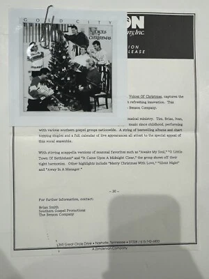 Southern Gospel Rare Press Release Gold City Quartet "Voice Of Christmas" Benson - Image 1 of 2