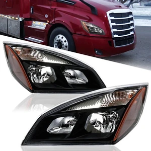 Halogen Headlights Black Housing For 2018-24 Freightliner Cascadia Left & Right - Bild 1 von 16