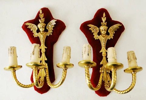 Antique French Louis XV style bronze pair of sconces Solid chiseled bronze Cover