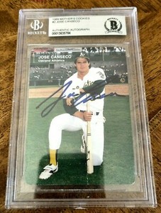 Jose Canseco 1989 Mothers Cookies Baseball card #2 autographed signed Beckett 