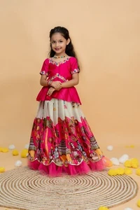 Girls Indian Lehenga choli Wedding Wear dress for kids Festival girls dress - Picture 1 of 15
