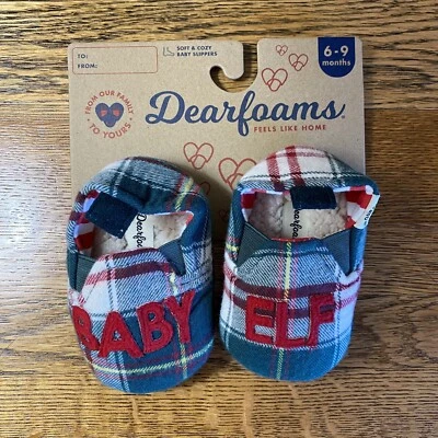 Zapatillas Dearfoams Bebé Navidad Unisex 6-9 meses 'Baby Elf' Verde Cuadros Nuevas Foto 1 de 4