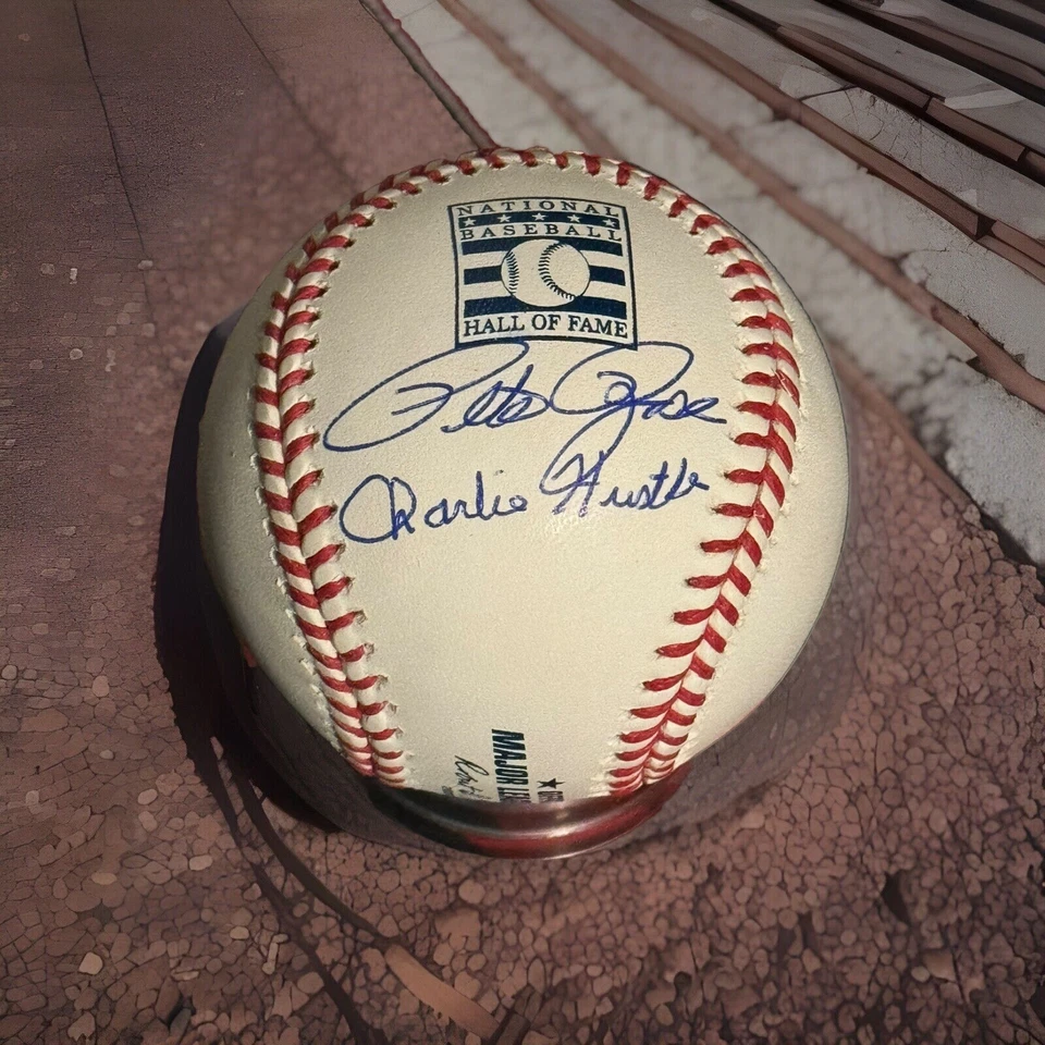 Pete Rose auto Hall of Fame HOF Logo Baseball Signed Charlie Hustle - Image 1 of 1