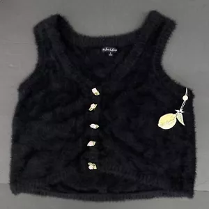For Love and Lemons Anastasia Suéter Chaleco Negro Difuso Talla Pequeña Nuevo con Etiquetas - Imagen 1 de 5