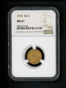1928 US $2.50 Gold Indian $2.50 Eagle NGC MS 63 UNC Orig. Surfaces Spot Free Gem - Picture 1 of 4
