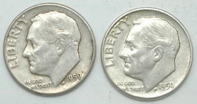 1959-P-D Silver Roosevelt Dimes year mint set (no San Francisco made) - Image 1 of 2