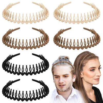 6 PCS F Black Non Slip Plastic Headbands Teeth Comb Wavy Zig Zag Hair Bands - Image 1 of 4