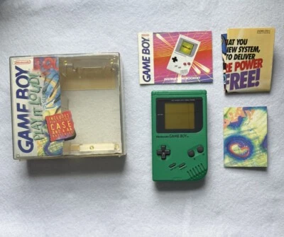 Nintendo Game Boy Play It Loud Green DMG-01 CIB probado y funcionando propiedad de coleccionista Foto 1 de 4