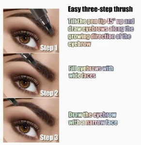 Microblading Tattoo Eyebrow Ink Pen Long Lasting Eye Brow Pencil 3D Fork Makeup - Picture 1 of 8