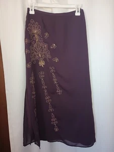 Nine Co Damen Whimsigoth Maxirock 10 lila Schlitz bestickt Pailletten Fee - Bild 1 von 13