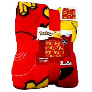 Pokémon Pikachu Plush Throw Blanket Soft Fleece 120x150cm Red Kids Bedding - Picture 1 of 10
