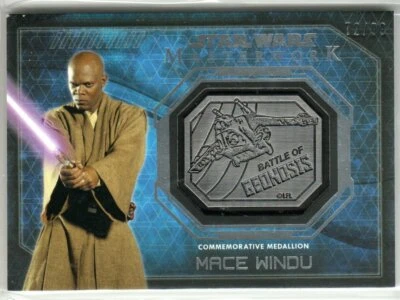 STAR WARS 2016 TOPPS MASTERWORK SILVER MEDALLION INSERT MACE WINDU 72/99 - Image 1 of 2