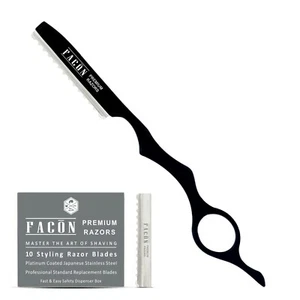 10 BLADES + PROFESSIONAL HAIR STYLING THINNING TEXURIZING CUTTING FEATHER RAZOR - Picture 1 of 10