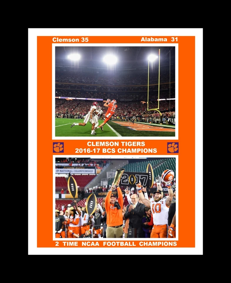 CLEMSON TIGERS 2015-16 NCAA FOOTBALL CHAMP MATTED PIC OF WINNING TD & CELEBRATIO - Image 1 of 1
