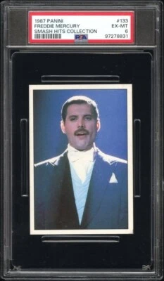 1987 Panini Smash Hits Collection #133 Freddie Mercury - PSA 6 - Low Pop Rookie - Image 1 of 2