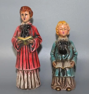 2 Vintage glasierte Pappmaché Chor Junge Figuren Japan - Bild 1 von 7