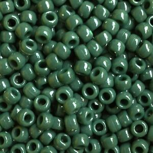 Pony Beads Forest Green Opaque Large Hole Beads Made in USA