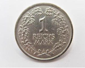GERMANY WEIMAR REPUBLIC SILVER 1 REICHSMARK 1925A T-4 - Picture 1 of 3