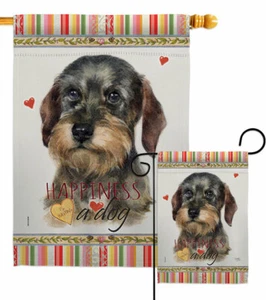 Wire Haired Dachshund Happiness Garden Flag Dog Animals Decorative Yard Banner - Picture 1 of 17