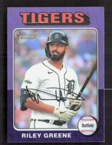 2024 Topps Heritage Hot Box refractor cromado púrpura #381 Riley Greene - Imagen 1 de 2