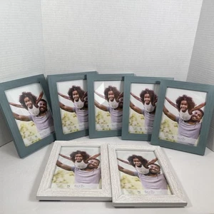 5x7 Picture Frame Set of 7 Made of Real Glass and Wooden Frame - Picture 1 of 10